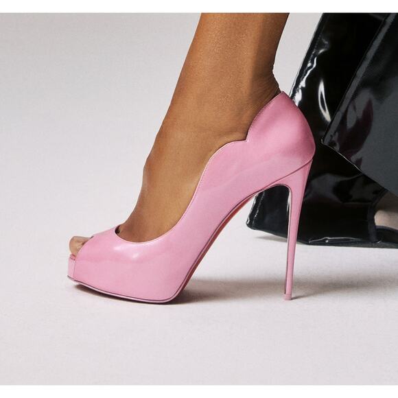 Christian Louboutin Hot Chick Alta 120 Patent Perle Pink 41 Open Toe Pump - Picture 11 of 11